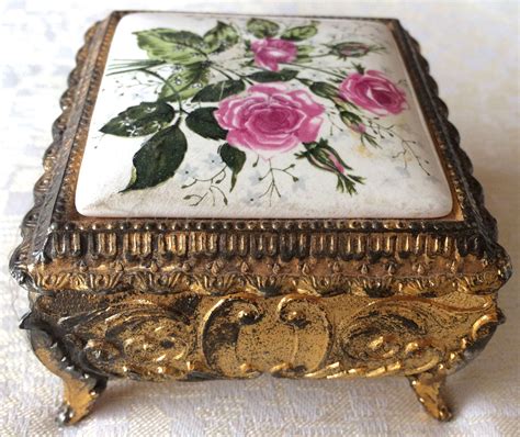 antique footed metal trinket box|antique and vintage trinket boxes.